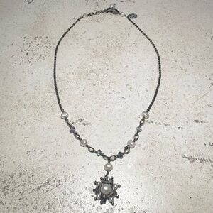 Lori Lori Freshwater Pearl & Lilac Crystal Drop Necklace